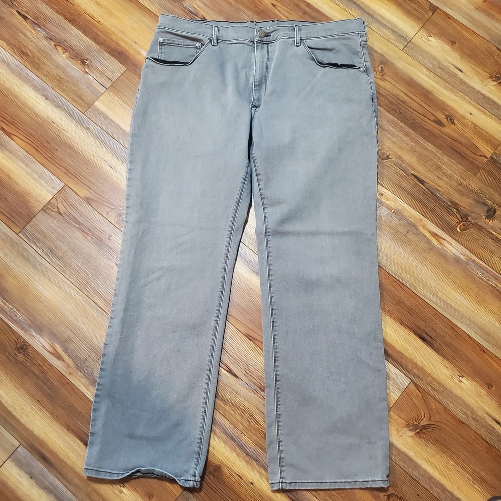 Mott & Bow Mens Straight Leg Jeans Gray Stone Wash 40x32 Stretch Denim Pants - Picture 2 of 10